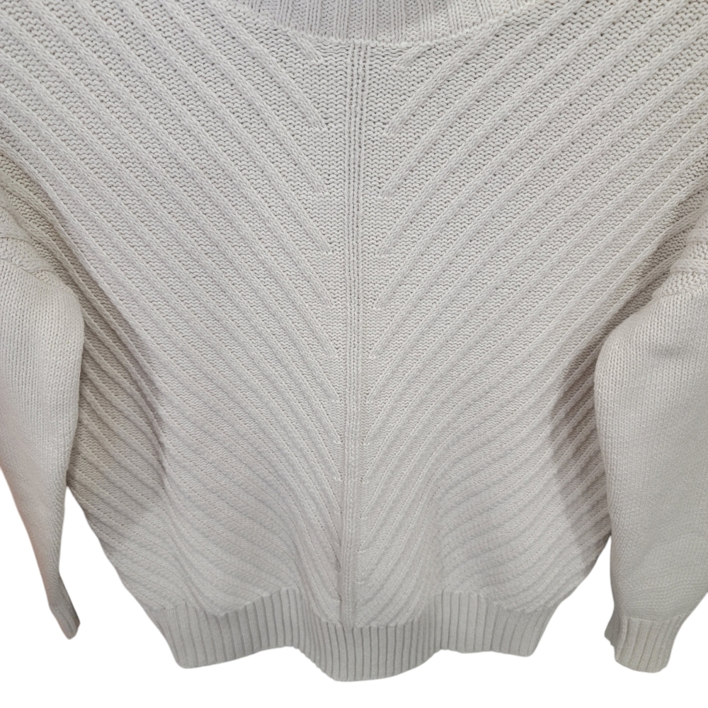Eclipse Mitered Turtleneck Sweater Knit Neutral Cream White Pullover Wom… - Picture 9 of 16